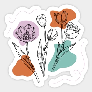 Tulip, flowers, floral design, plant, plants, floral shirt, blooming, flora Sticker